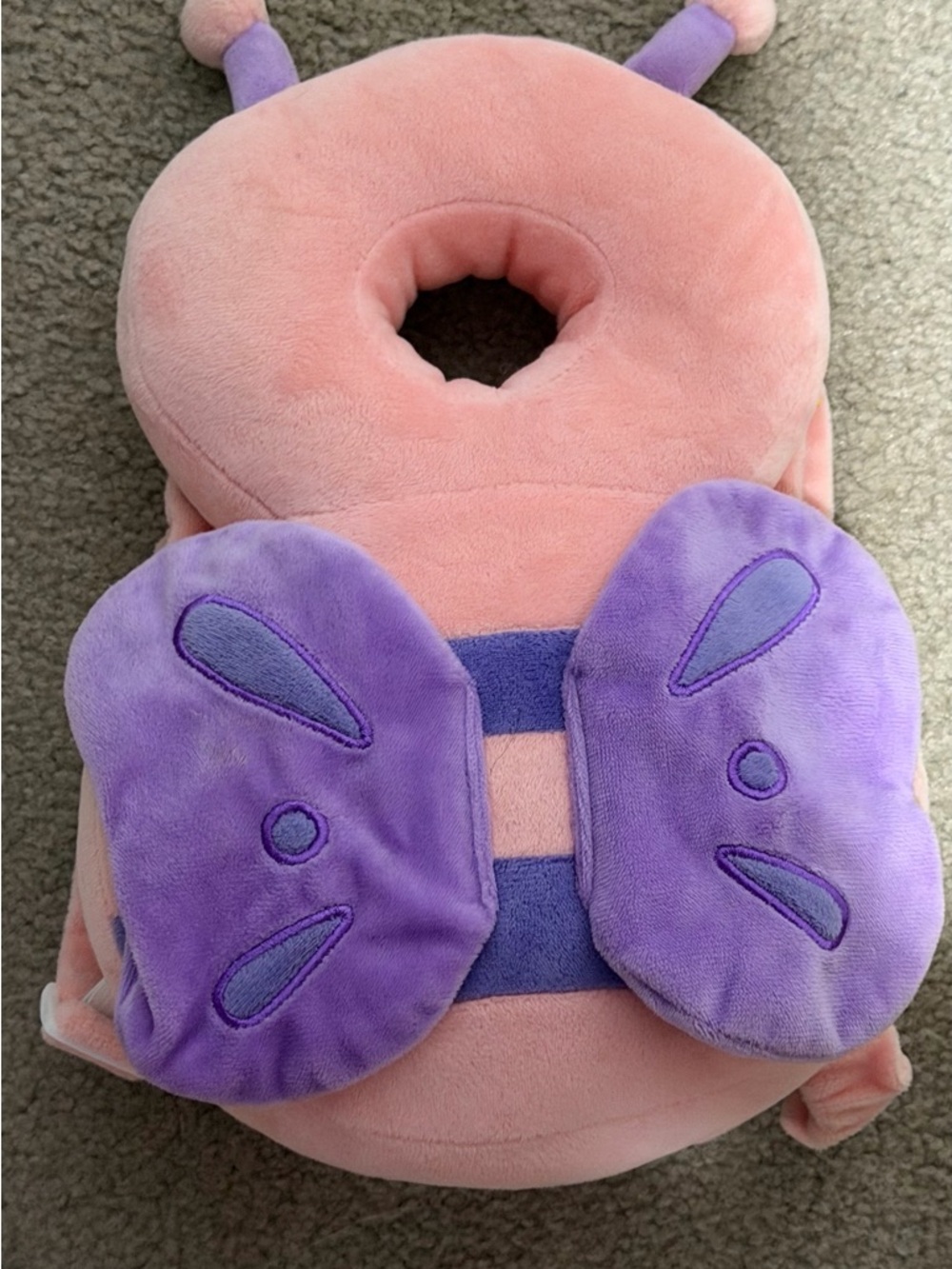Plush Pink & Purple Butterfly head protection backpack